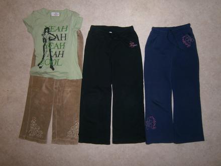 3 x tepláky + tričko, vel. 122/128, cena celkem, wolf,122