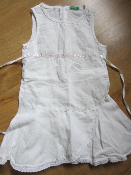 Luxusní lněné šatičky s flitrama, benetton,98