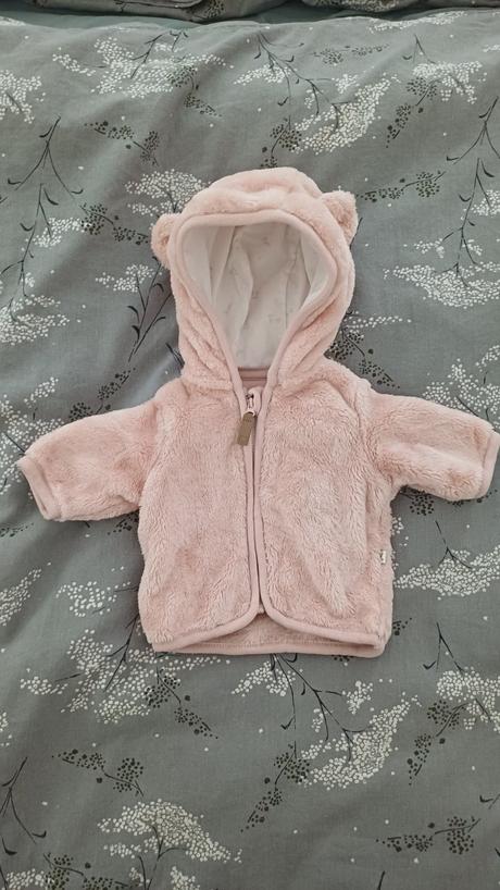 Mikina plysova ruzova newborn, <50