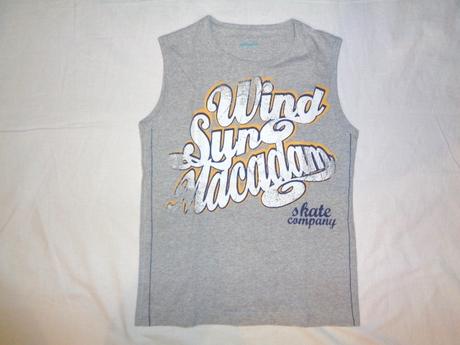 Luxusní šedé bavlněné letní tílko s nápisem, vertbaudet,128