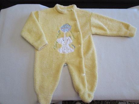 Heboučký žlutý flaušový overal, vel. 80-86, 80