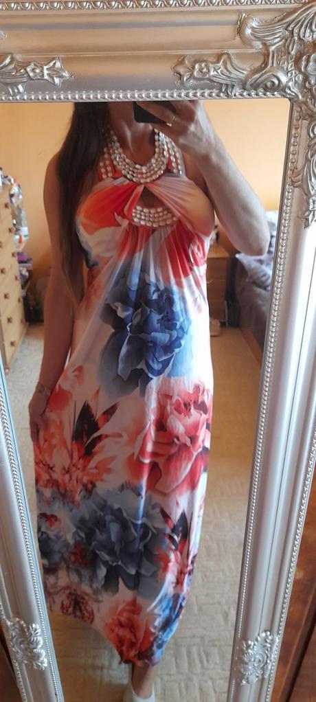 Flam mode společenské dlouhé šaty s kamínky, xl