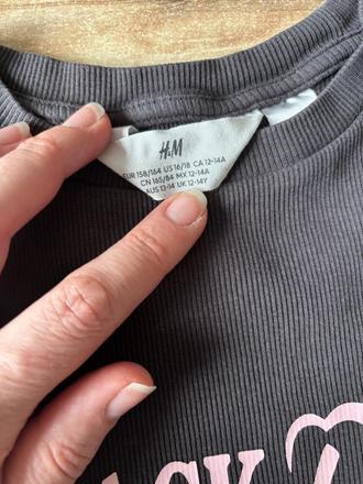 Crop top black pink, h&m,158