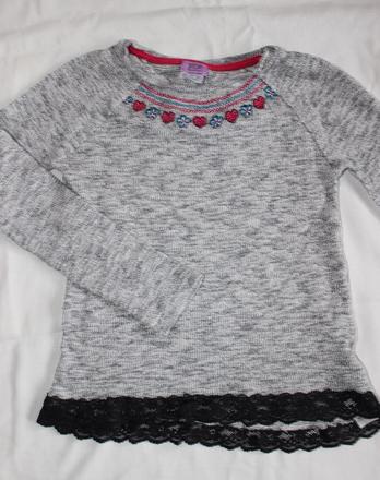 Va80 sváteční melírovaný svetřík s krajkou 7-8 let, f&f,128