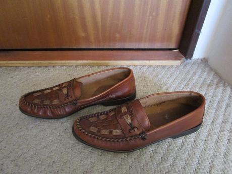 Pěkné hnědé kožené mokasíny, č. 44, stélka 28 cm, 44