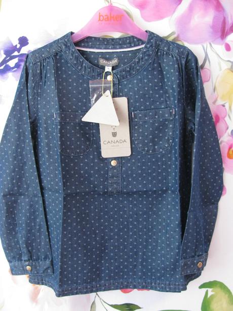 Dívčí tmavě modrá halenka z tenké letní džínoviny, house,104