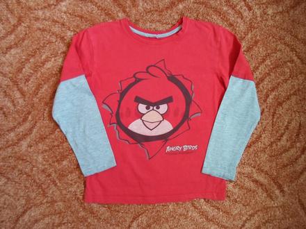 Červené tričko triko s dlouhým rukávem angry birds, 128