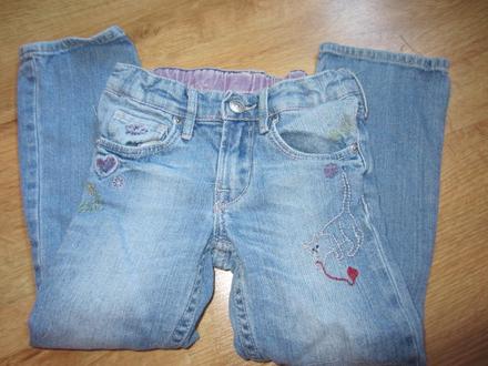 Peckovní záplatové džín, rifle s kočkou, h&m,104