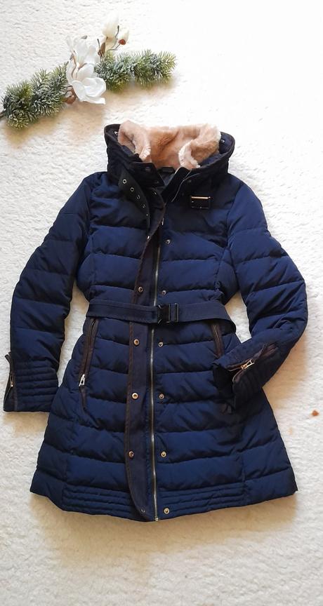 Zara luxusní péřová bunda s kožešinovým límcem, zara,s