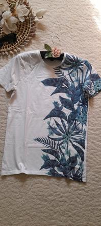 Smog bílé bavlněné tričko s tropickým motivem, xs