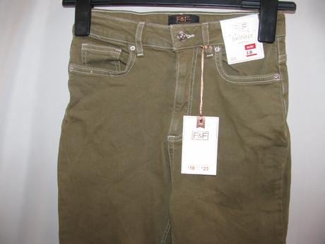 Elastické khaki džíny, skinny vel.36/xs, f&f,xs