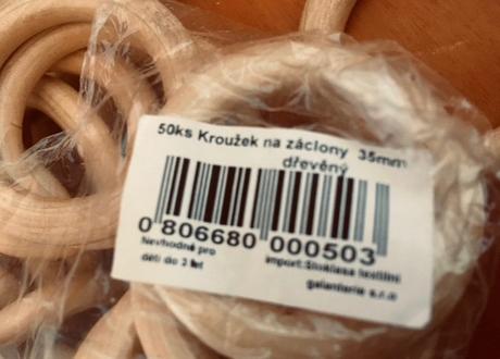 Dřevěné kroužky na záclony / závěsy, 