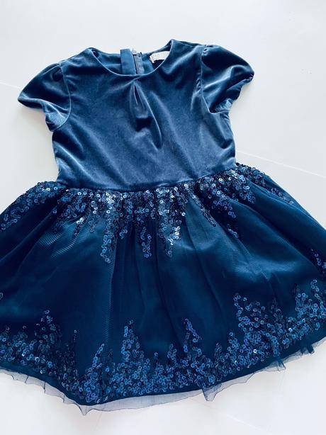 Ob/ šaty modré s flitri - v.3/4 let, marks & spencer,104