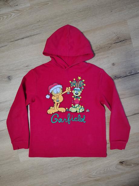 Dětská červená mikina h&m 146/152 s vánočním motiv, h&m,146