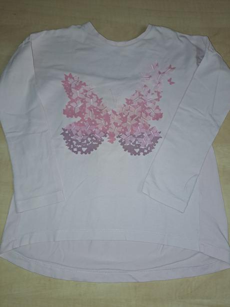 Růžové tričko motýl 8-9 let, f&f,134