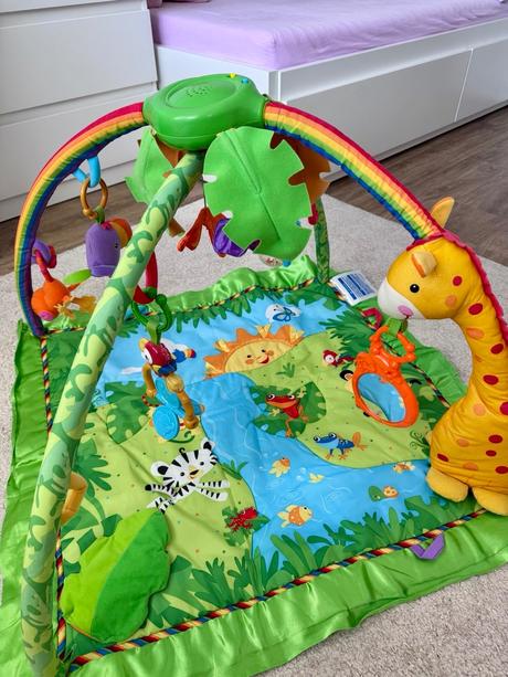 Fisher price rainforest hrací deka s hrazdičkou,