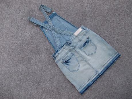 Riflová / džínová sukně s laclem, vel.158, 158