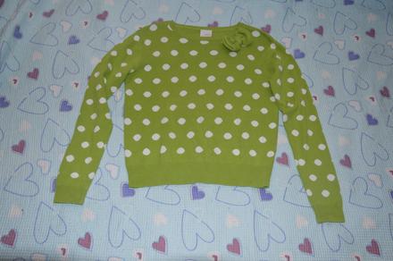 Next zelený puntíkatý svetřík s mašlí, next,146