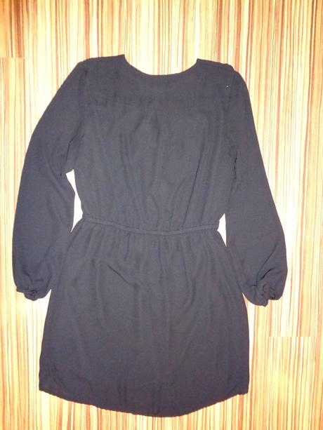 Krásné černé splývavé šaty s volánem, h&m,38