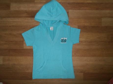 Tyrkysové triko s kapucí,vel.122/128, 122