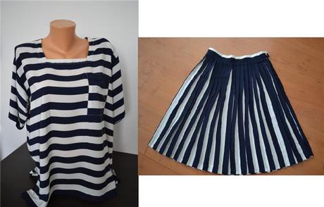 Letní pruhovaný kostým sukně halena, 40