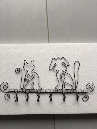 Věšáček na klíče pes a kočka, 