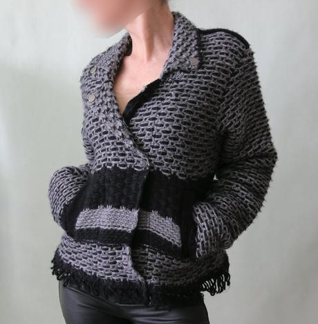 Kabátový svetr na zip mikaella ess vel.40, l