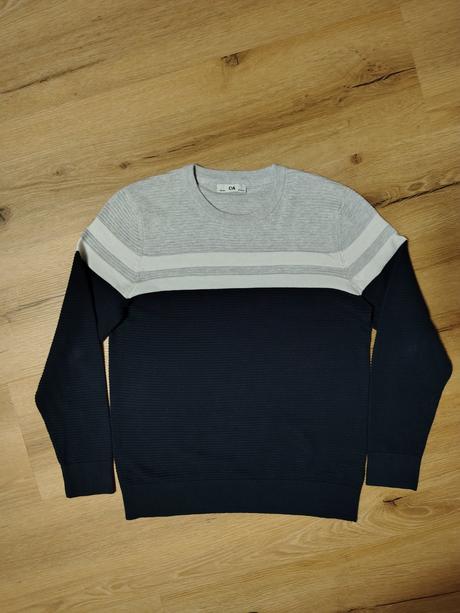 Chlapecký pletený svetr c&a 158/164 modrý/šedý, c&a,158