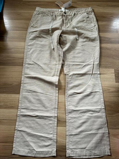 Lněné kalhoty, h&m,42
