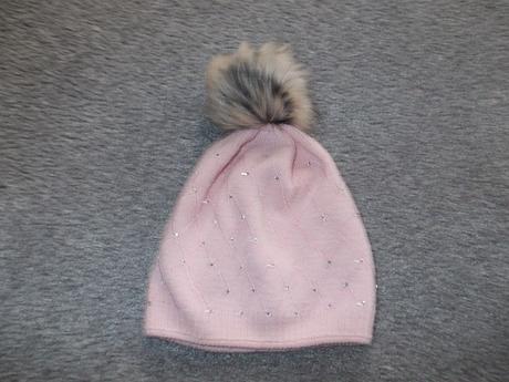 Zimní čepice sv. růžová s kamínky, vel. 146/152, 146