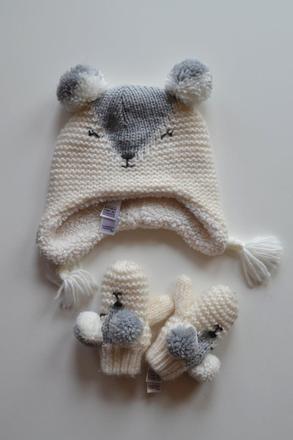 Čepička a rukavičky s medvídkem, marks & spencer,98