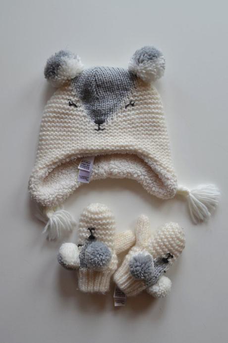 Čepička a rukavičky s medvídkem, marks & spencer,98