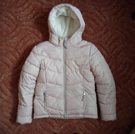 Růžová bunda bundička s kožíškem h&m, h&m,152
