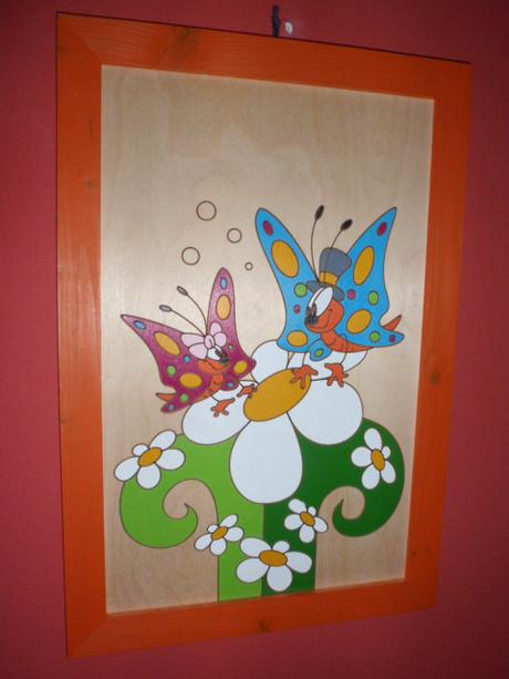 Obraz-obrázek-dřevo-dřevěný motýl 51x34,5cm, 
