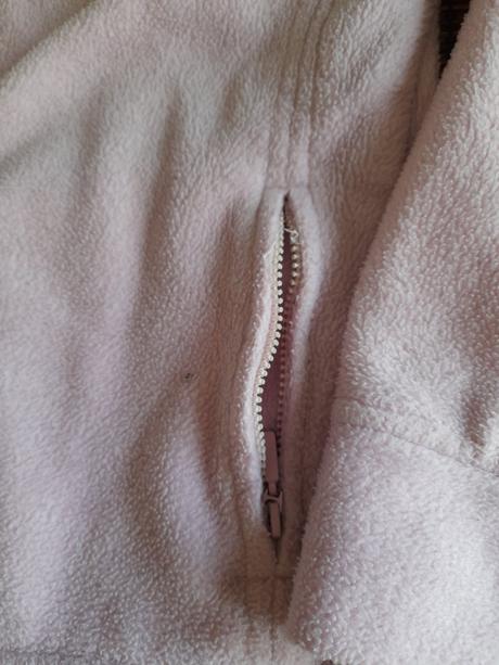 Flísová světle růžová mikina zip bez jezdce, 146