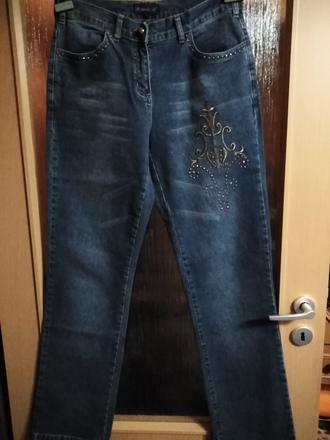 Dámské rifle s kamínky a výšivkou elastické, 40