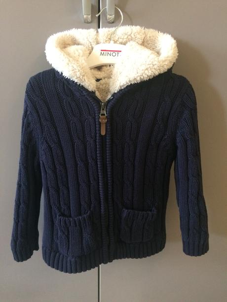 Pletený kabátek s kožíškem, marks & spencer,104