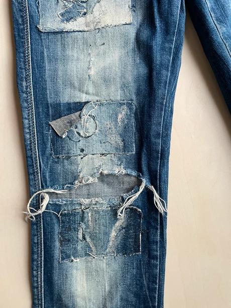 Děrované džíny, vel 38/m cca s/m, vintage bsk deni, 38