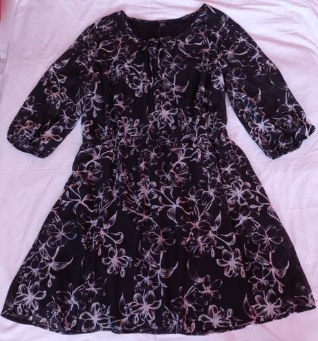 Dámské černé květované šaty 3/4 rukáv esmara, esmara,52