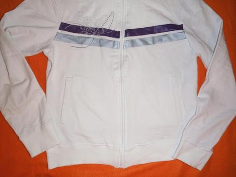 Krásná bílá elastická mikina se stojáčkem, 164