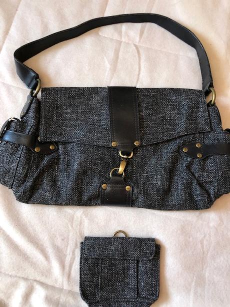 Sedo cerna kabelka s odepinaci penezenkou, mango