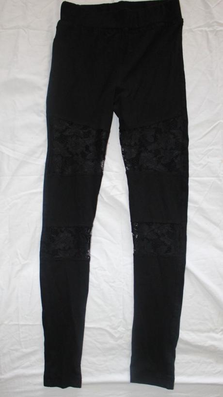Vb225. černé legíny se všitou krajkou, vel.s, sinsay,s