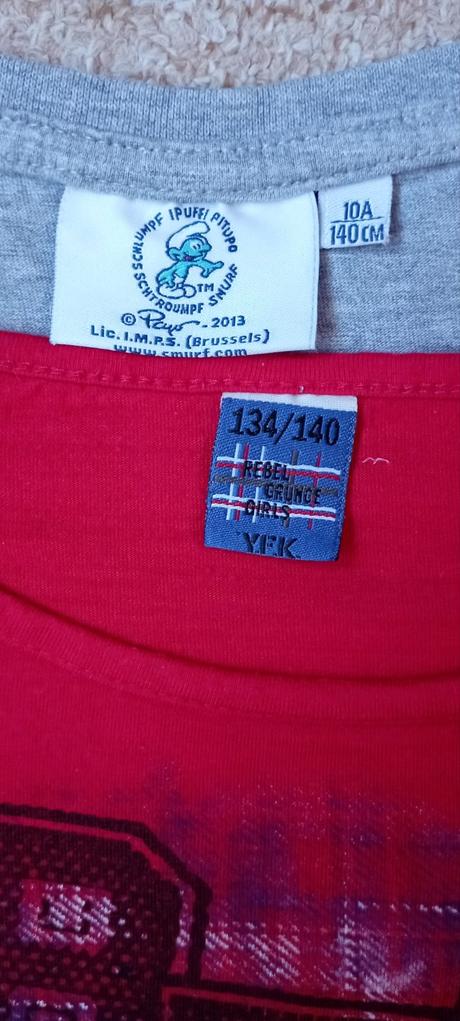 2x tričko zn."y.f.k + smurf" vel."134-140", 134