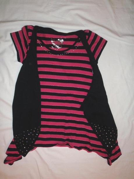 Luxusní cípatý pruhovaný top s černým bolérkem, girl2girl,158