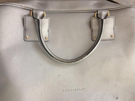 Notebook aktovka coccinelle stříbrná taška+pásek, 