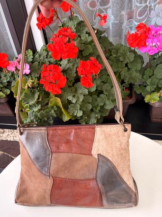 Kabelka hneda mix kozenka patchwork,