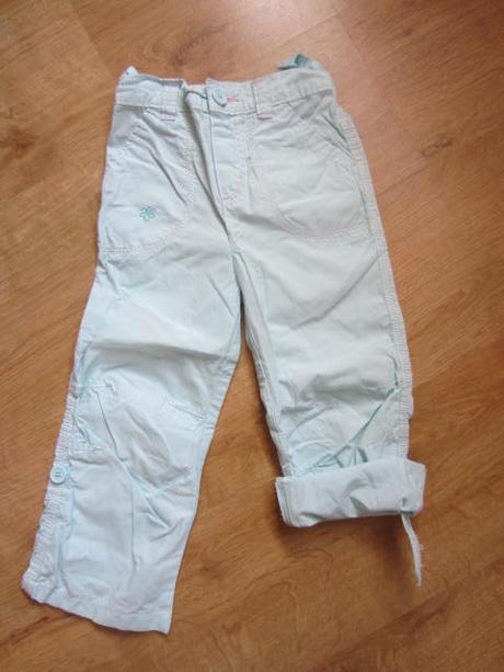 Tenké, letní roll-up kalhoty, tyrkysovobleděmodré, cherokee,98