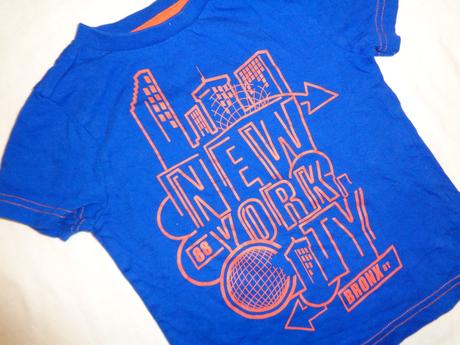 Krásné modré tričko s oranžovou aplikaci, f&f,104