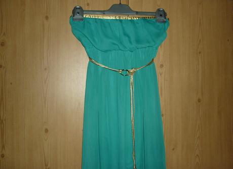 Zelené dlouhé šaty se zlatým páskem made in italy, s