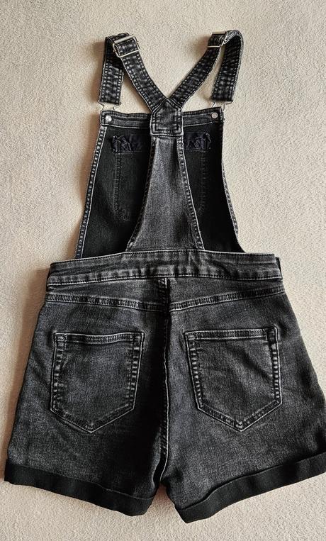 Dívčí džínové kraťasy s laclem, lacláče, 152, h&m, h&m,152